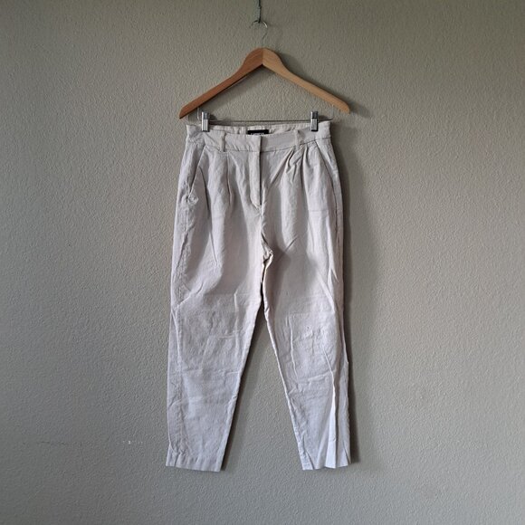 🩵Women's Express Modern Classic Cream Linen Blend Pants Size 6 - Picture 1 of 13